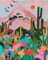 Pink Lotus Paint by Numbers, Retro Flower Paint by Numbers, Colorful Abstract Lotus Oil Painting Kit, DIY Acrylic Painting for Adults with Brushes and Pigment, 16x20 Inch